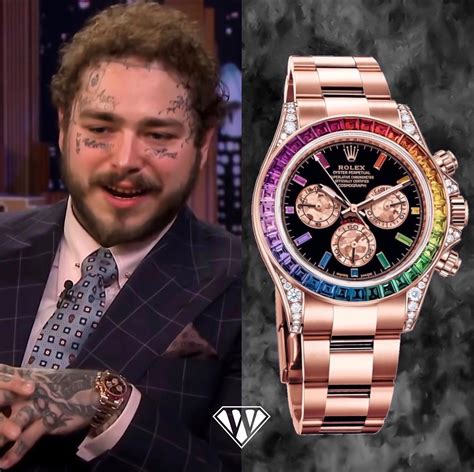 rolex gold watch post malone|Rolex Rainbow Daytona .